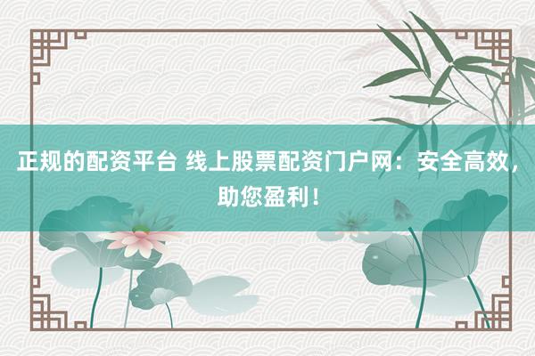正规的配资平台 线上股票配资门户网：安全高效，助您盈利！