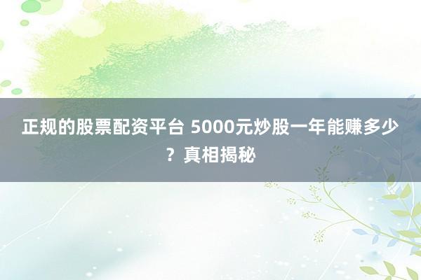 正规的股票配资平台 5000元炒股一年能赚多少？真相揭秘
