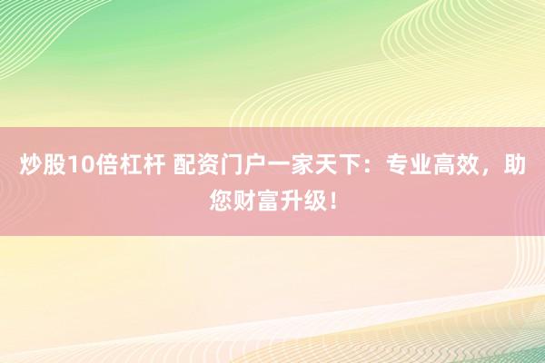 炒股10倍杠杆 配资门户一家天下：专业高效，助您财富升级！