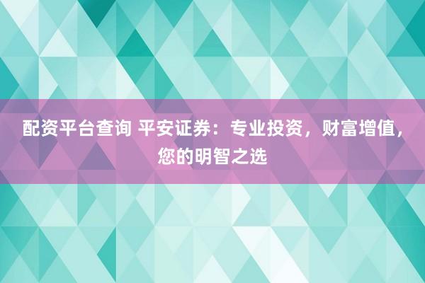 配资平台查询 平安证券：专业投资，财富增值，您的明智之选