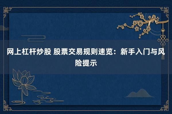 网上杠杆炒股 股票交易规则速览：新手入门与风险提示